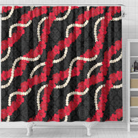 Aloha Ula'ula Hibiscus Pikake Lei Shower Curtain Hawaiian Quilt Pattern