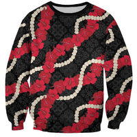 Aloha Ula'ula Hibiscus Pikake Lei Sweatshirt Hawaiian Quilt Pattern
