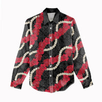 Aloha Ula'ula Hibiscus Pikake Lei Women Casual Shirt Hawaiian Quilt Pattern LT9 - Polynesian Pride