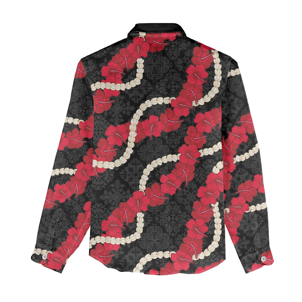 Aloha Ula'ula Hibiscus Pikake Lei Women Casual Shirt Hawaiian Quilt Pattern LT9 - Polynesian Pride