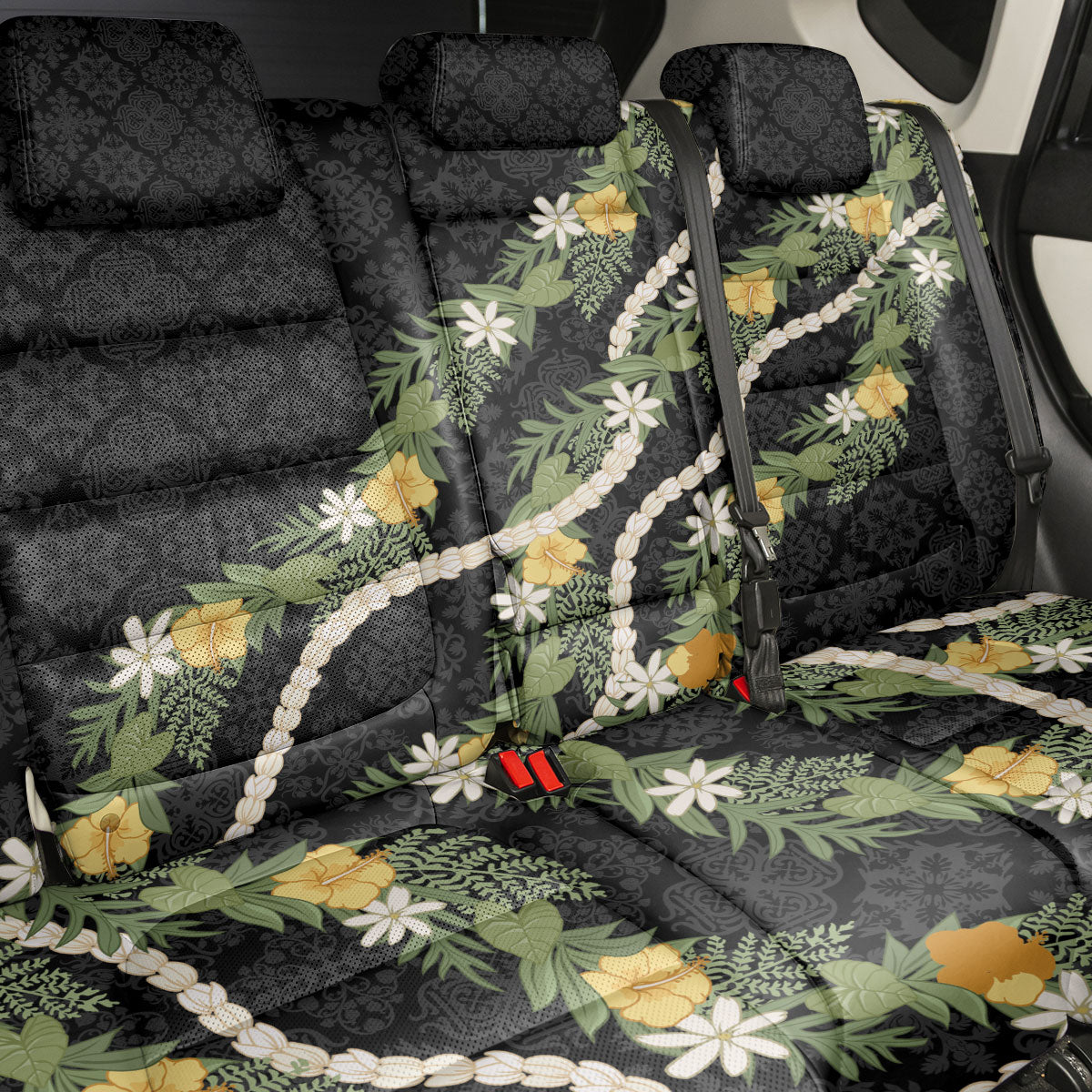Puakenikeni Anthurium Pikake Lei Back Car Seat Cover Hawaiian Quilt Pattern
