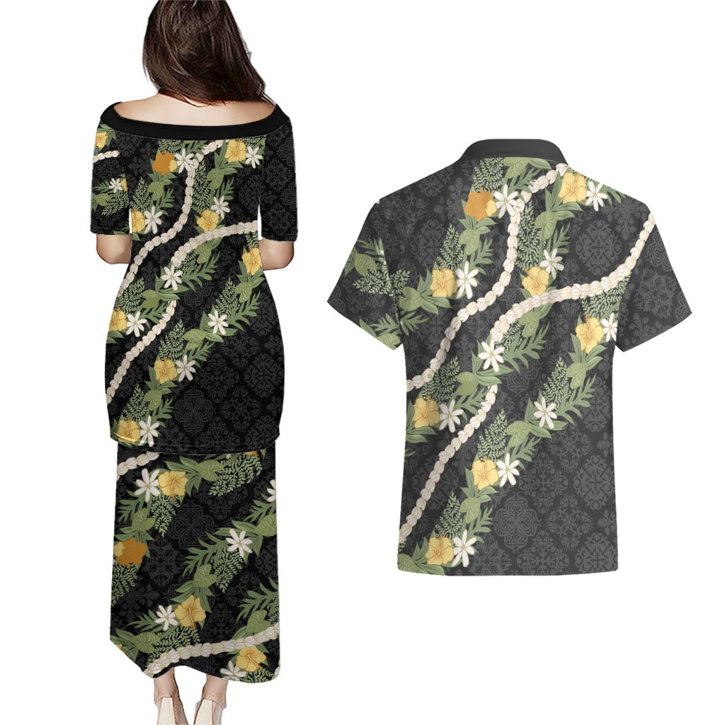 Puakenikeni Anthurium Pikake Lei Couples Matching Puletasi and Hawaiian Shirt Hawaiian Quilt Pattern