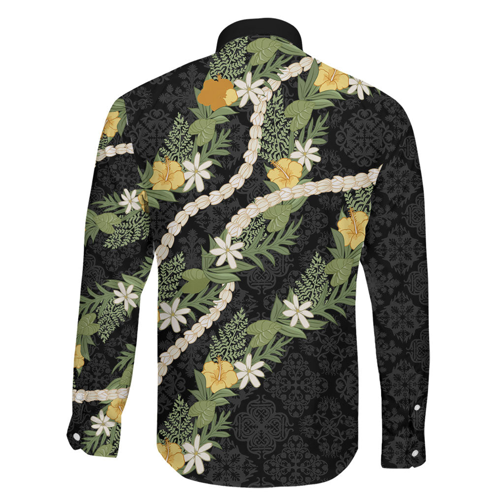 Puakenikeni Anthurium Pikake Lei Family Matching Long Sleeve Bodycon Dress and Hawaiian Shirt Hawaiian Quilt Pattern LT9 - Polynesian Pride