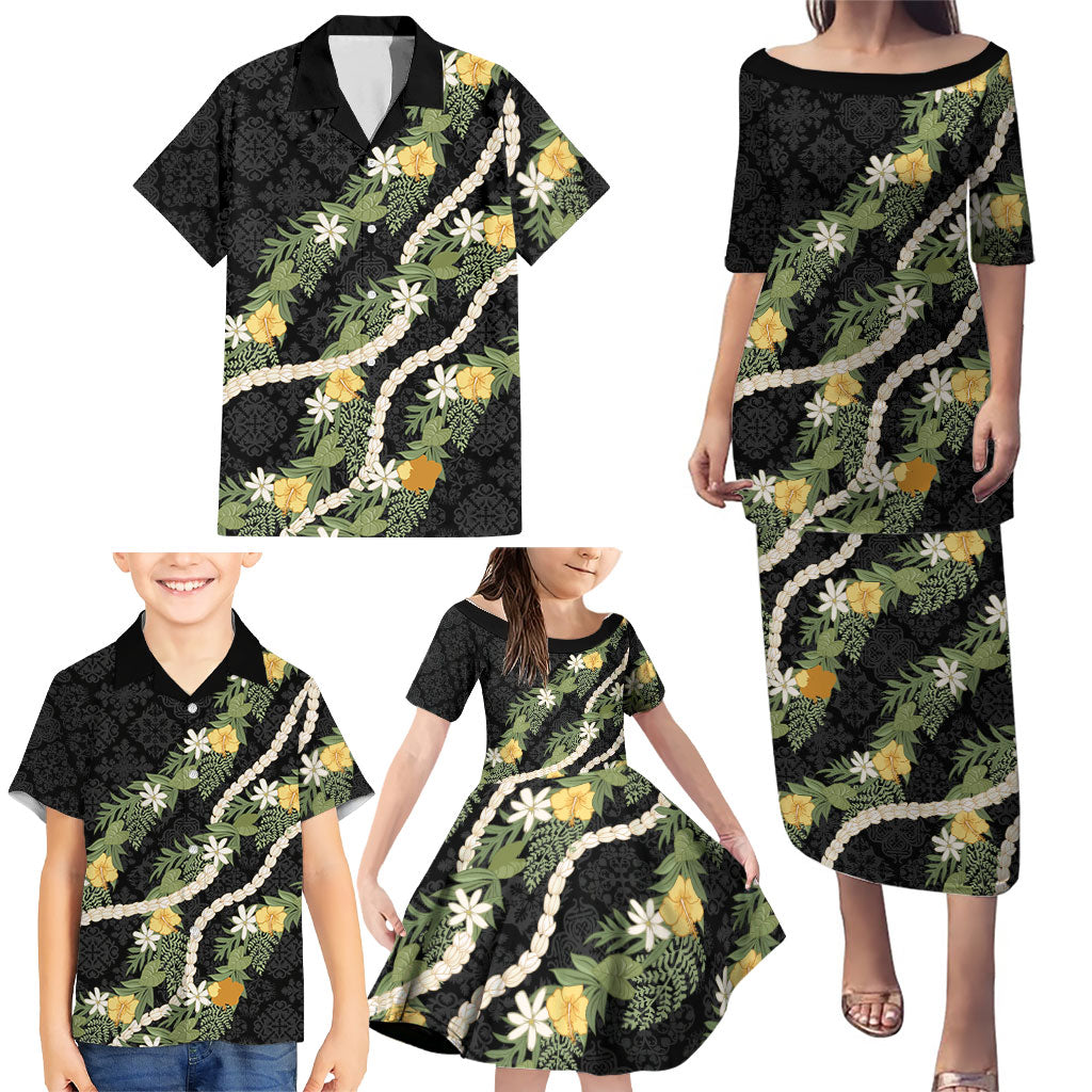 Puakenikeni Anthurium Pikake Lei Family Matching Puletasi and Hawaiian Shirt Hawaiian Quilt Pattern LT9 - Polynesian Pride
