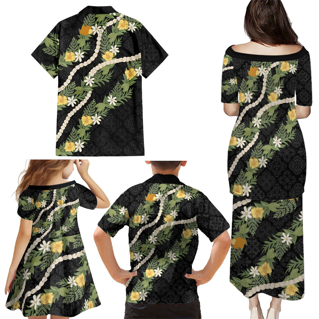 Puakenikeni Anthurium Pikake Lei Family Matching Puletasi and Hawaiian Shirt Hawaiian Quilt Pattern LT9 - Polynesian Pride