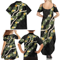 Puakenikeni Anthurium Pikake Lei Family Matching Summer Maxi Dress and Hawaiian Shirt Hawaiian Quilt Pattern LT9 - Polynesian Pride