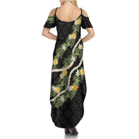 Puakenikeni Anthurium Pikake Lei Family Matching Summer Maxi Dress and Hawaiian Shirt Hawaiian Quilt Pattern LT9 - Polynesian Pride