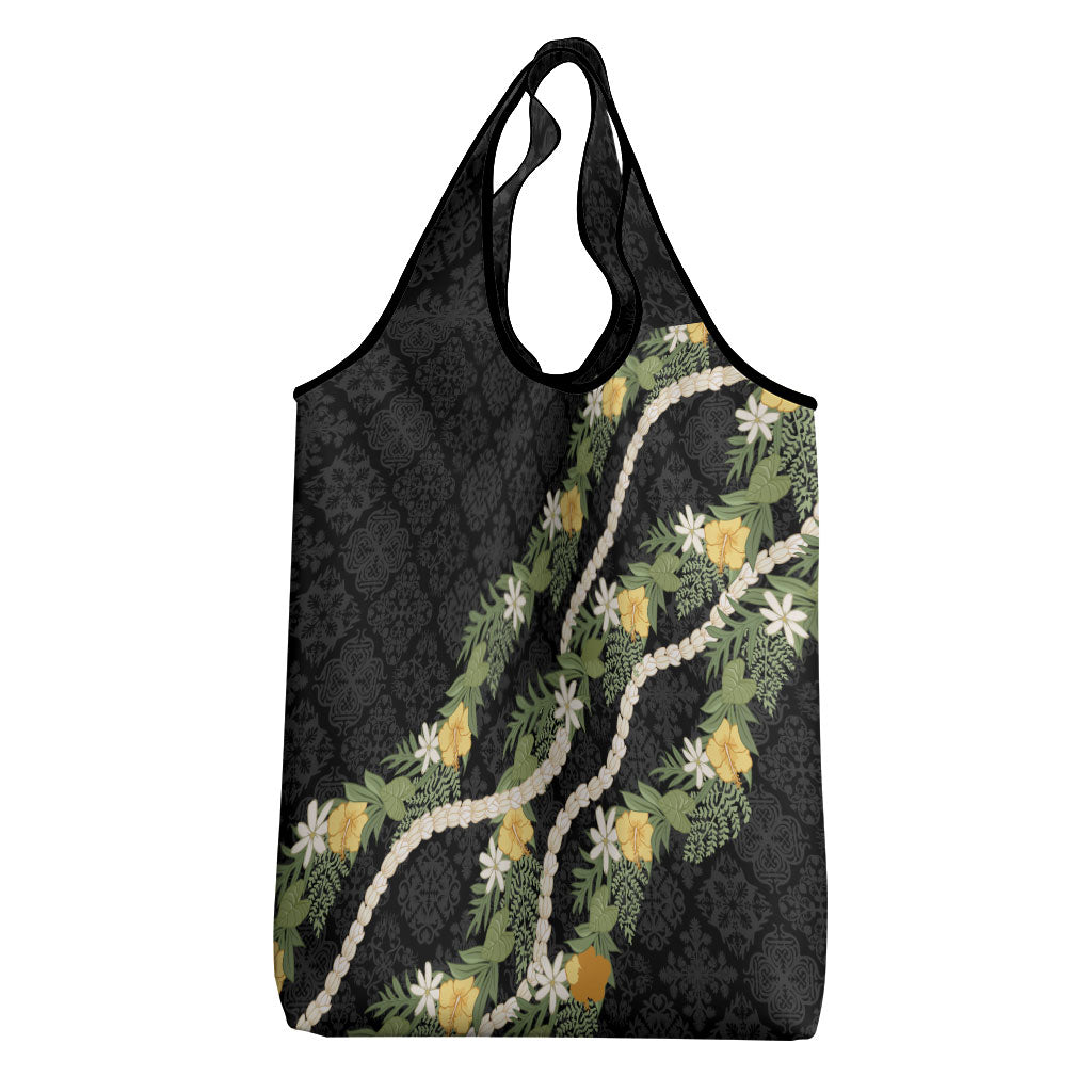 Puakenikeni Anthurium Pikake Lei Grocery Bag Hawaiian Quilt Pattern LT9 - Polynesian Pride