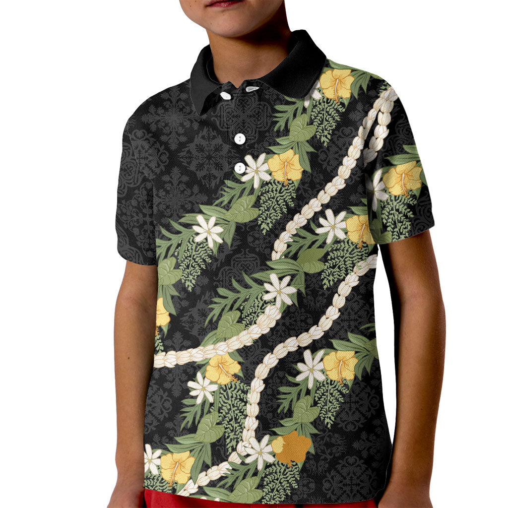Puakenikeni Anthurium Pikake Lei Kid Polo Shirt Hawaiian Quilt Pattern