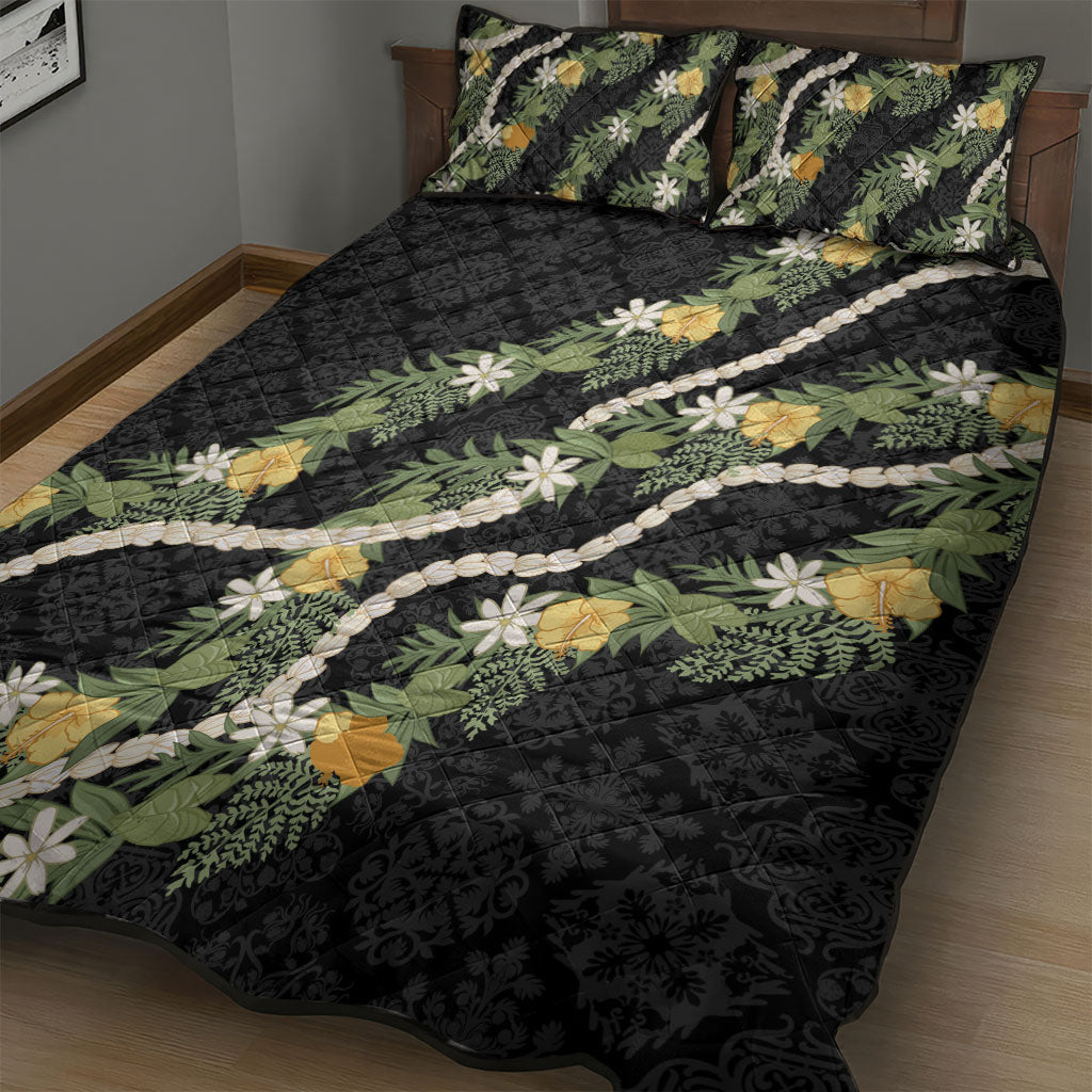 Puakenikeni Anthurium Pikake Lei Quilt Bed Set Hawaiian Quilt Pattern