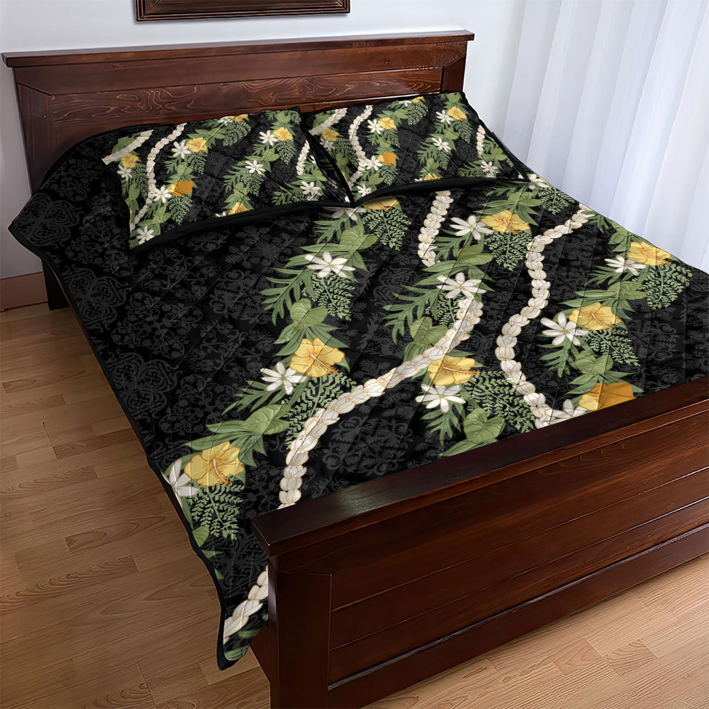 Puakenikeni Anthurium Pikake Lei Quilt Bed Set Hawaiian Quilt Pattern