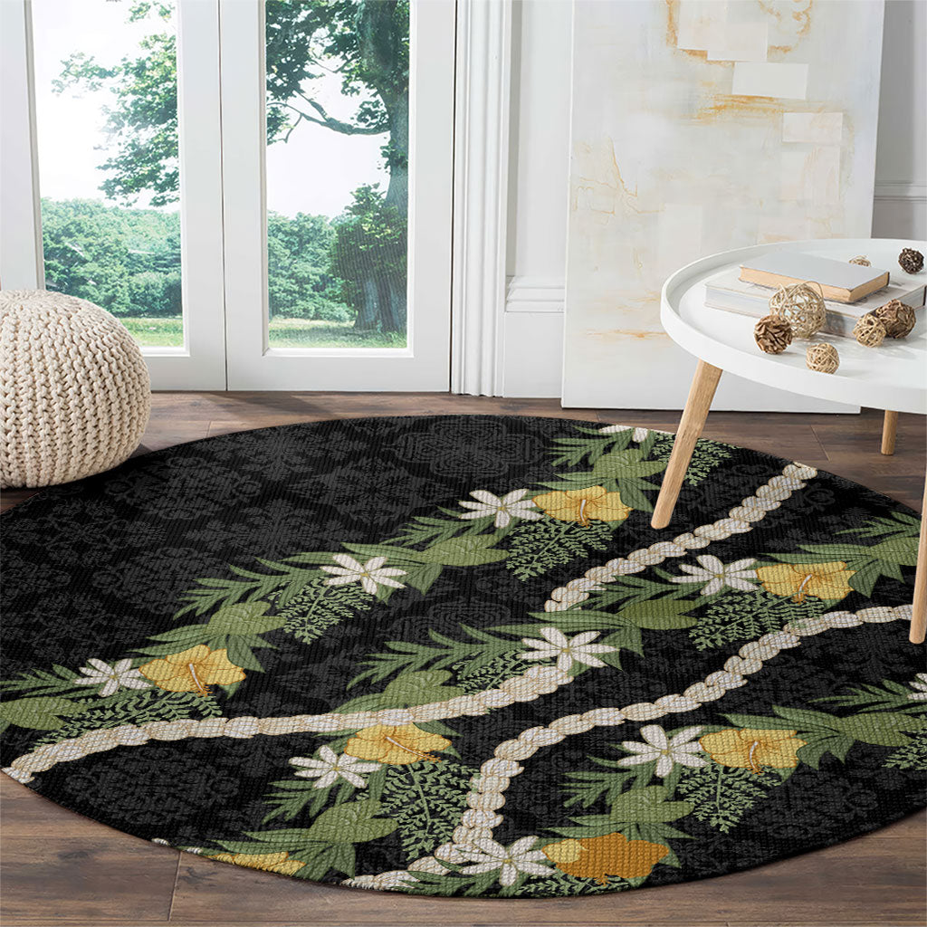 Puakenikeni Anthurium Pikake Lei Round Carpet Hawaiian Quilt Pattern