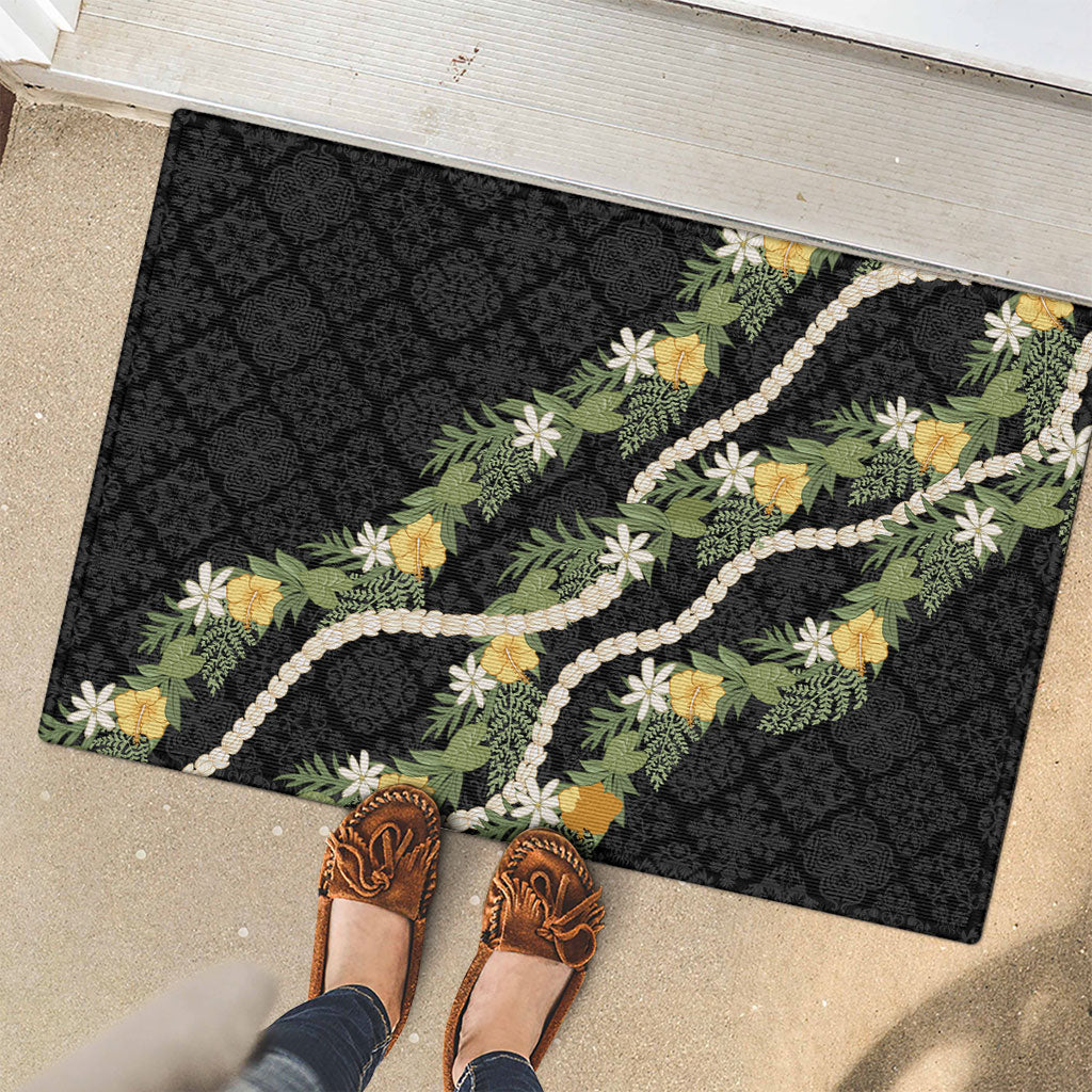 Puakenikeni Anthurium Pikake Lei Rubber Doormat Hawaiian Quilt Pattern