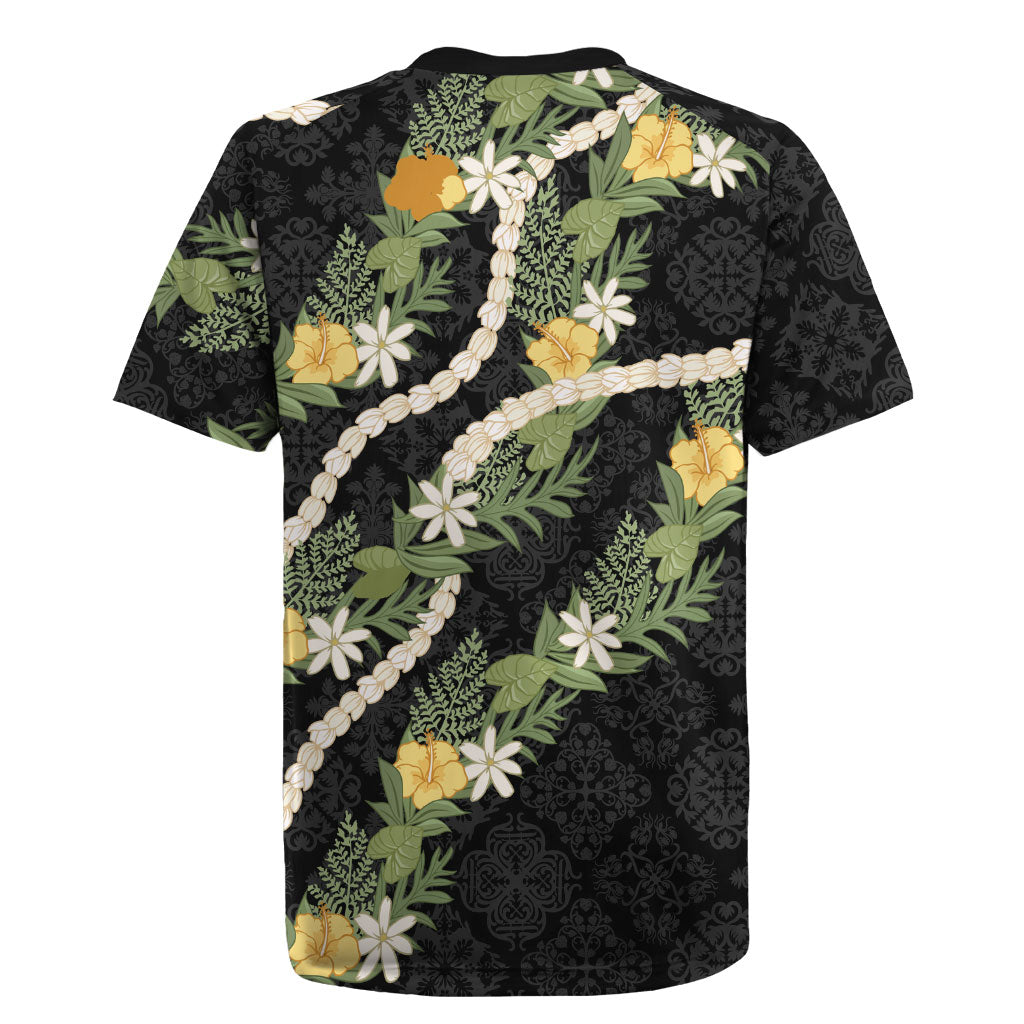 Puakenikeni Anthurium Pikake Lei Rugby Jersey Hawaiian Quilt Pattern LT9 - Polynesian Pride