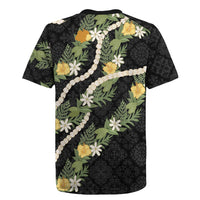 Puakenikeni Anthurium Pikake Lei Rugby Jersey Hawaiian Quilt Pattern LT9 - Polynesian Pride
