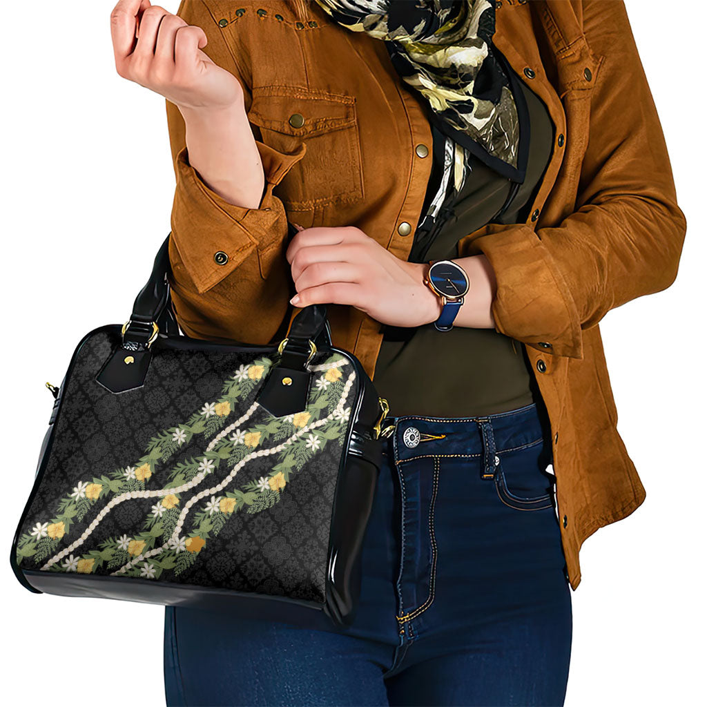 Puakenikeni Anthurium Pikake Lei Shoulder Handbag Hawaiian Quilt Pattern