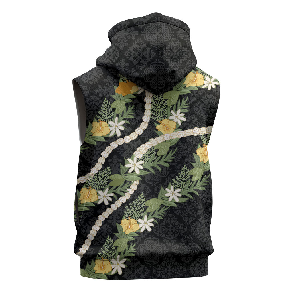 Puakenikeni Anthurium Pikake Lei Sleeveless Hoodie Hawaiian Quilt Pattern LT9 - Polynesian Pride