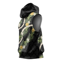 Puakenikeni Anthurium Pikake Lei Sleeveless Hoodie Hawaiian Quilt Pattern LT9 - Polynesian Pride