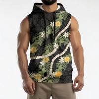 Puakenikeni Anthurium Pikake Lei Sleeveless Hoodie Hawaiian Quilt Pattern LT9 - Polynesian Pride