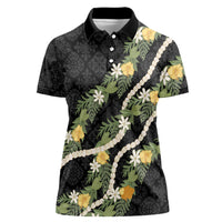 Puakenikeni Anthurium Pikake Lei Women Polo Shirt Hawaiian Quilt Pattern