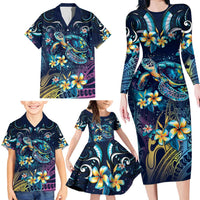 Plumeria Turtles Traditional Tribal Family Matching Long Sleeve Bodycon Dress and Hawaiian Shirt LT9 - Polynesian Pride