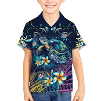Plumeria Turtles Traditional Tribal Family Matching Long Sleeve Bodycon Dress and Hawaiian Shirt LT9 Son's Shirt Black - Polynesian Pride