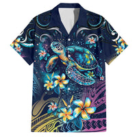 Plumeria Turtles Traditional Tribal Family Matching Off Shoulder Maxi Dress and Hawaiian Shirt LT9 Dad's Shirt - Short Sleeve Black - Polynesian Pride