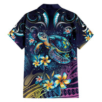 Plumeria Turtles Traditional Tribal Family Matching Off Shoulder Short Dress and Hawaiian Shirt LT9 - Polynesian Pride
