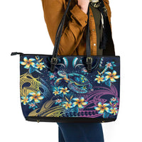 Plumeria Turtles Traditional Tribal Leather Tote Bag LT9 - Polynesian Pride
