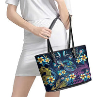 Plumeria Turtles Traditional Tribal Leather Tote Bag LT9 - Polynesian Pride