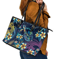 Plumeria Turtles Traditional Tribal Leather Tote Bag LT9 - Polynesian Pride