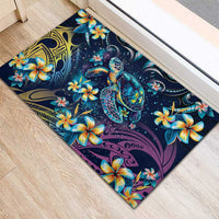 Plumeria Turtles Traditional Tribal Rubber Doormat