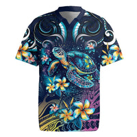 Plumeria Turtles Traditional Tribal Rugby Jersey LT9 Black - Polynesian Pride