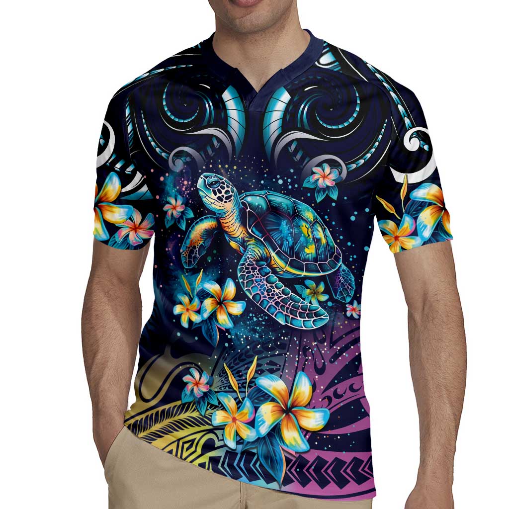 Plumeria Turtles Traditional Tribal Rugby Jersey LT9 - Polynesian Pride