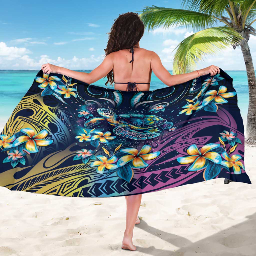 Plumeria Turtles Traditional Tribal Sarong