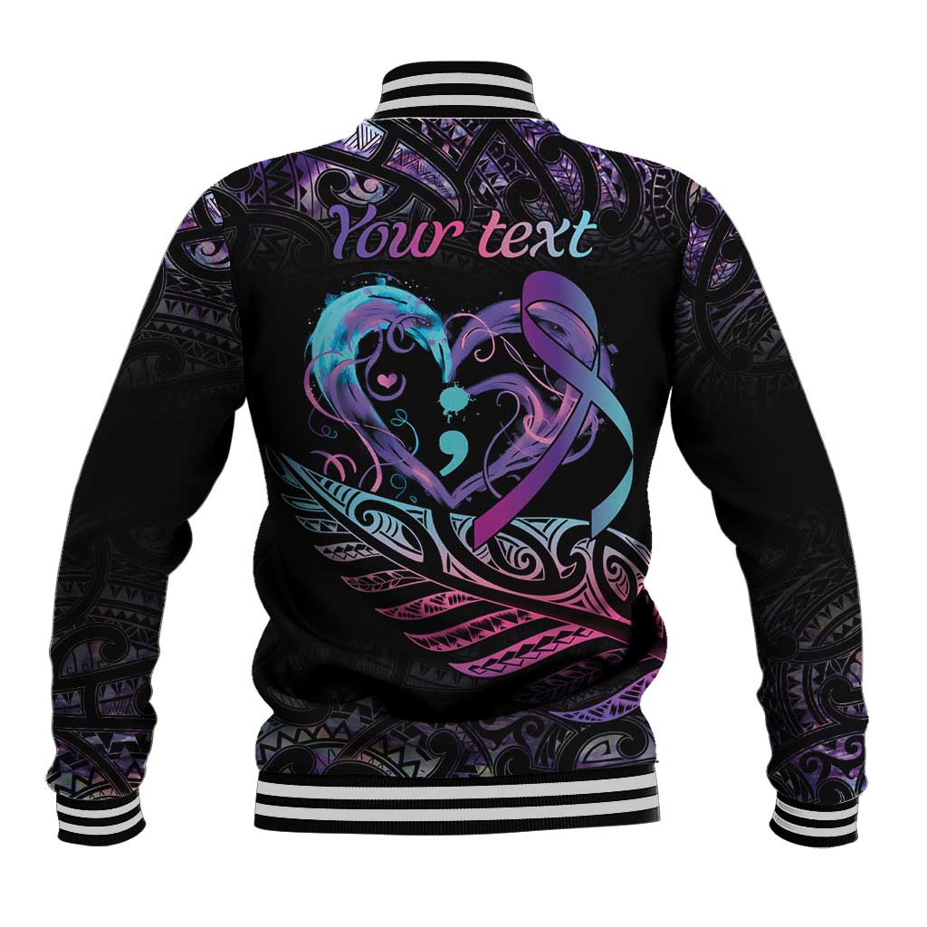Personalised Your Life Matters Baseball Jacket Suicide Prevention Awareness Semicolon Heart