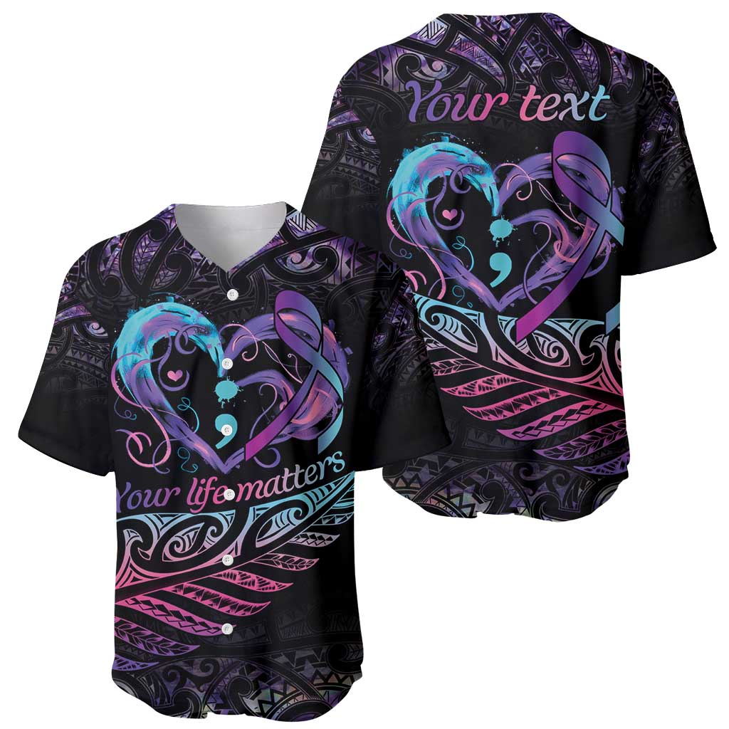Personalised Your Life Matters Baseball Jersey Suicide Prevention Awareness Semicolon Heart