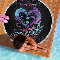 Personalised Your Life Matters Beach Blanket Suicide Prevention Awareness Semicolon Heart LT9 - Polynesian Pride