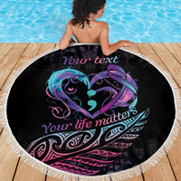 Personalised Your Life Matters Beach Blanket Suicide Prevention Awareness Semicolon Heart LT9 - Polynesian Pride