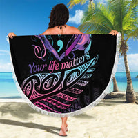 Personalised Your Life Matters Beach Blanket Suicide Prevention Awareness Semicolon Heart LT9 - Polynesian Pride