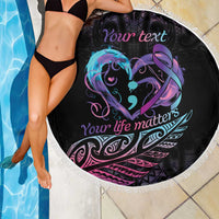 Personalised Your Life Matters Beach Blanket Suicide Prevention Awareness Semicolon Heart LT9 - Polynesian Pride