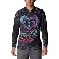 Personalised Your Life Matters Button Sweatshirt Suicide Prevention Awareness Semicolon Heart LT9 - Polynesian Pride