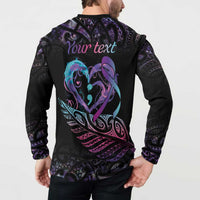Personalised Your Life Matters Button Sweatshirt Suicide Prevention Awareness Semicolon Heart LT9 - Polynesian Pride