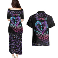 Personalised Your Life Matters Couples Matching Puletasi and Hawaiian Shirt Suicide Prevention Awareness Semicolon Heart LT9 - Polynesian Pride
