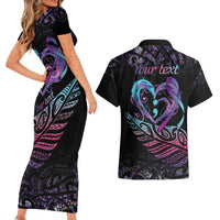 Personalised Your Life Matters Couples Matching Short Sleeve Bodycon Dress and Hawaiian Shirt Suicide Prevention Awareness Semicolon Heart LT9 - Polynesian Pride
