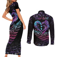 Personalised Your Life Matters Couples Matching Short Sleeve Bodycon Dress and Long Sleeve Button Shirt Suicide Prevention Awareness Semicolon Heart LT9 - Polynesian Pride