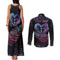 Personalised Your Life Matters Couples Matching Tank Maxi Dress and Long Sleeve Button Shirt Suicide Prevention Awareness Semicolon Heart LT9 - Polynesian Pride