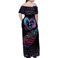 Personalised Your Life Matters Family Matching Off Shoulder Maxi Dress and Hawaiian Shirt Suicide Prevention Awareness Semicolon Heart LT9 - Polynesian Pride