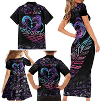Personalised Your Life Matters Family Matching Short Sleeve Bodycon Dress and Hawaiian Shirt Suicide Prevention Awareness Semicolon Heart LT9 - Polynesian Pride