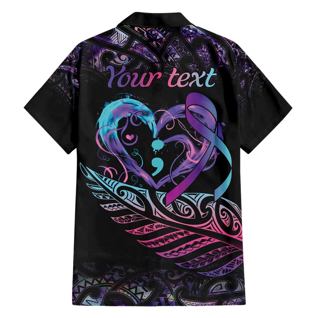 Personalised Your Life Matters Family Matching Short Sleeve Bodycon Dress and Hawaiian Shirt Suicide Prevention Awareness Semicolon Heart LT9 - Polynesian Pride
